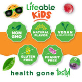 Lifeable B Complex para Niños, seis vitaminas B en una gomita diaria.