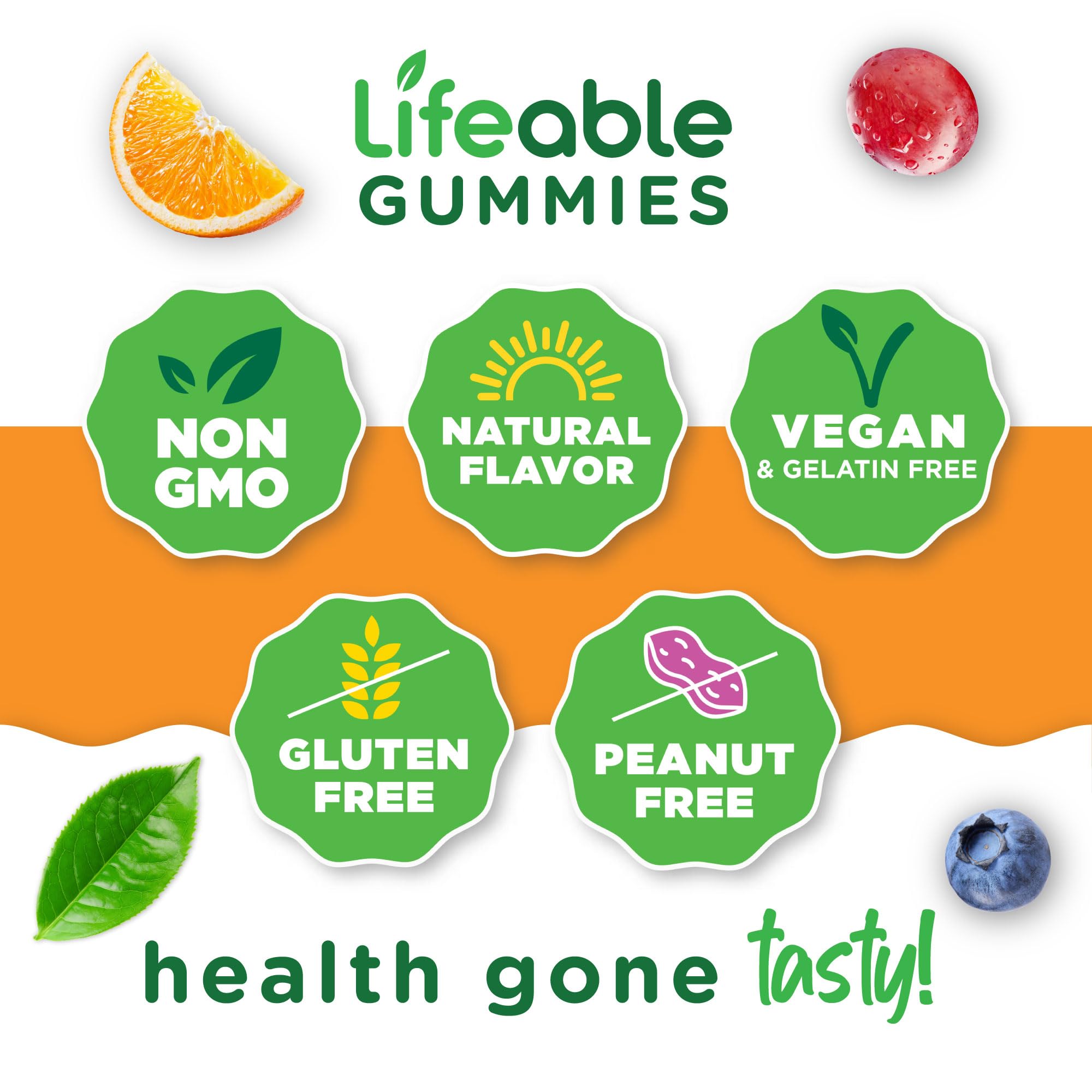 Lifeable B Complex Gummies seis vitaminas B: fórmula variada.