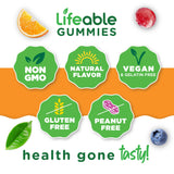 Lifeable B Complex Gummies seis vitaminas B: fórmula variada.