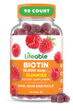 Lifeable Gomitas de Biotina para pelo, sabor frambuesa, cuidado diario