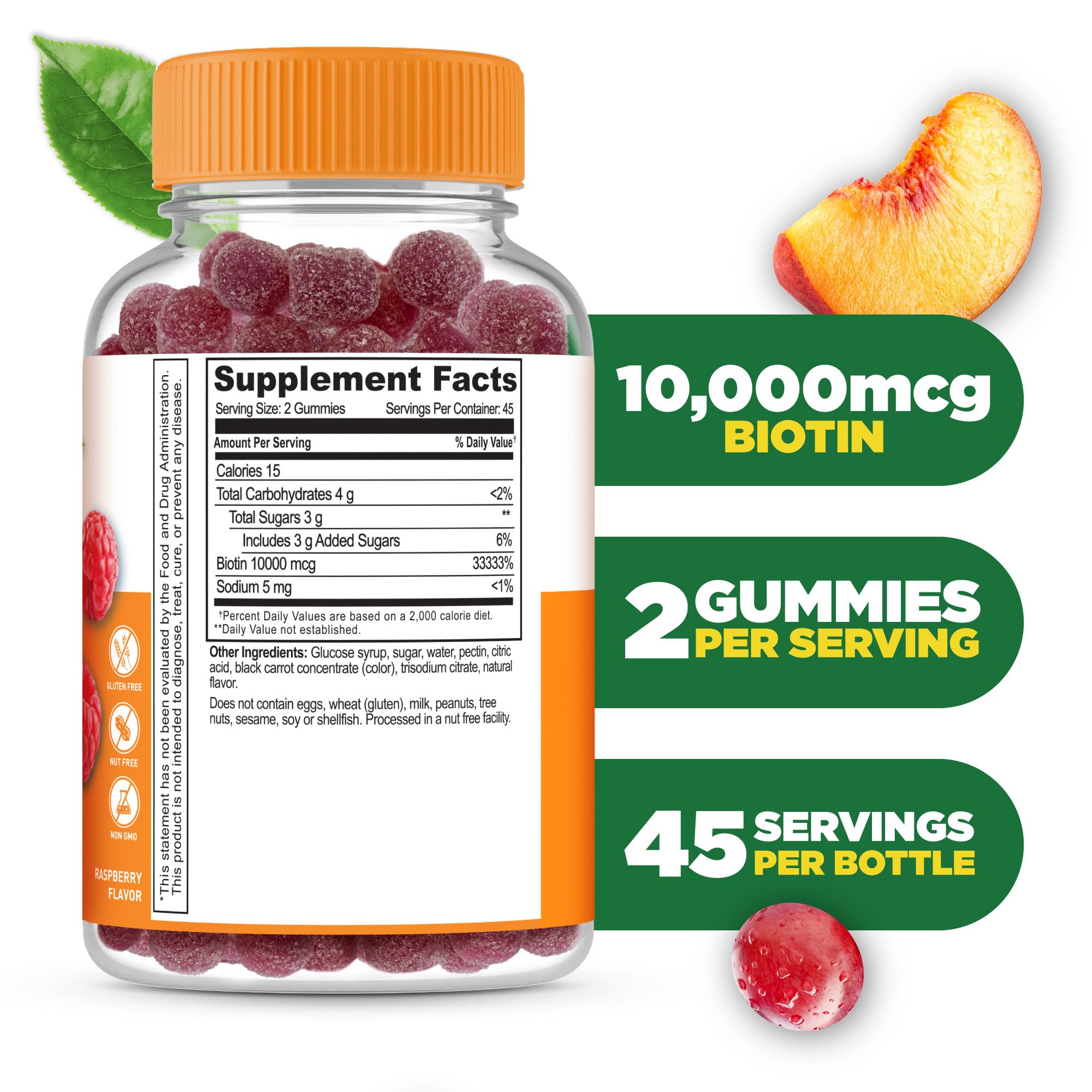 Lifeable Gomitas de Biotina para piel, sabor frambuesa, uñas fuertes