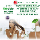 Lifeable Gomitas de Biotina para uñas y cabello, sabor frambuesa