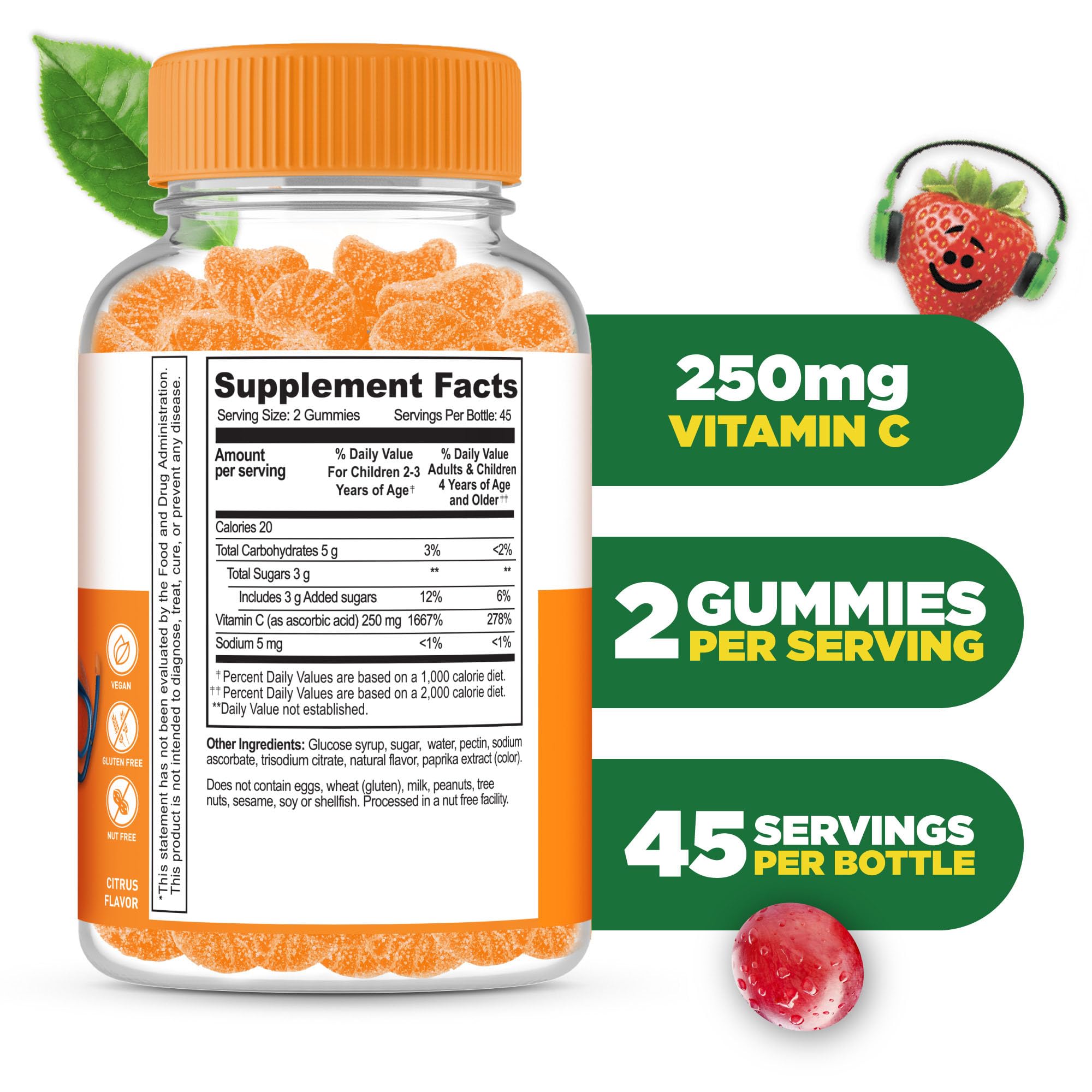 Lifeable envase gomitas vitamina C niños 90 unidades, porciones para la rutina diaria.