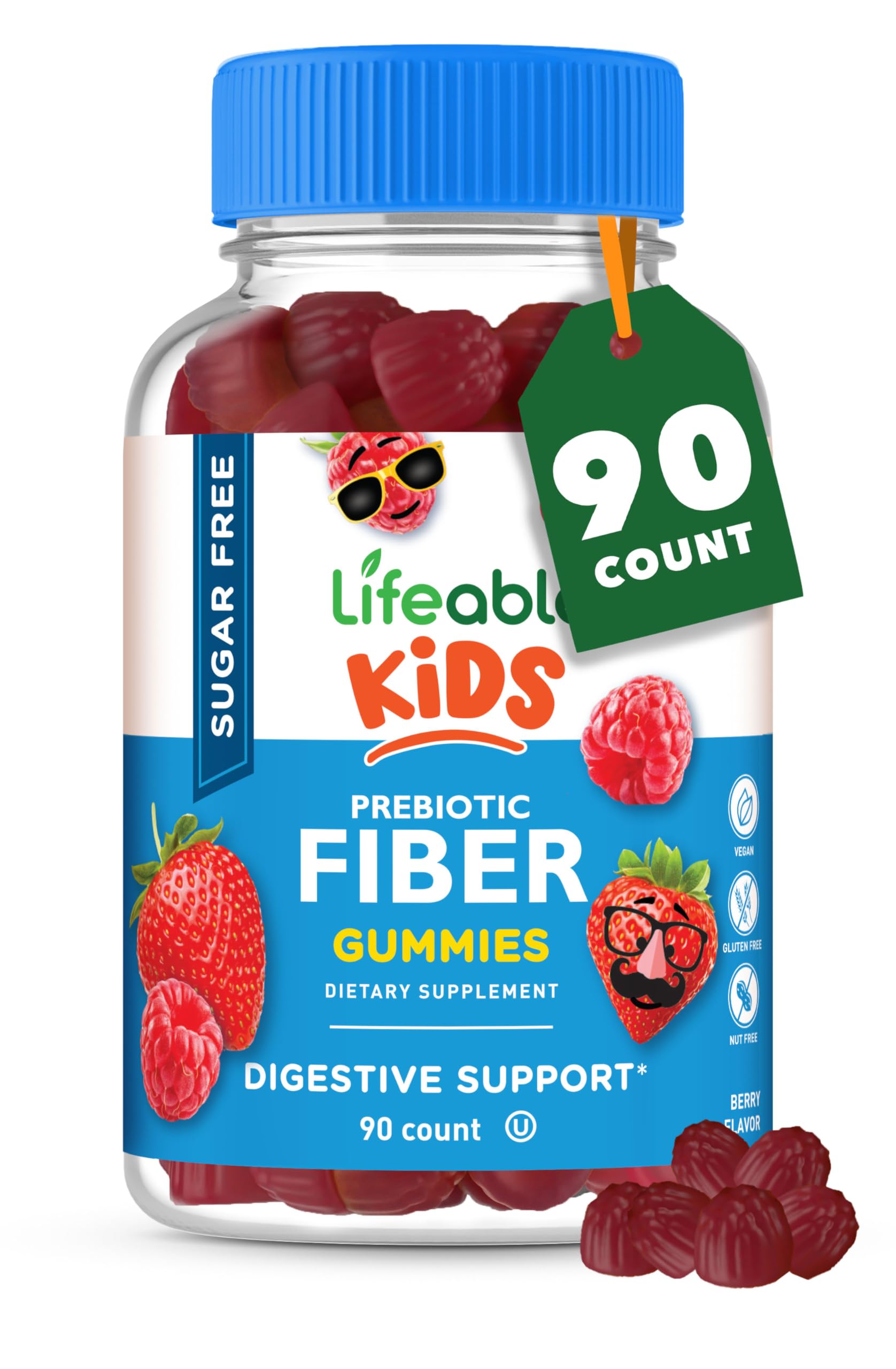 Lifeable gominolas fibra prebiótica para niños: dosificación diaria para apoyo digestivo.