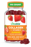 Lifeable gomitas de colágeno en frasco de 90, soporte para cabello y piel saludables.
