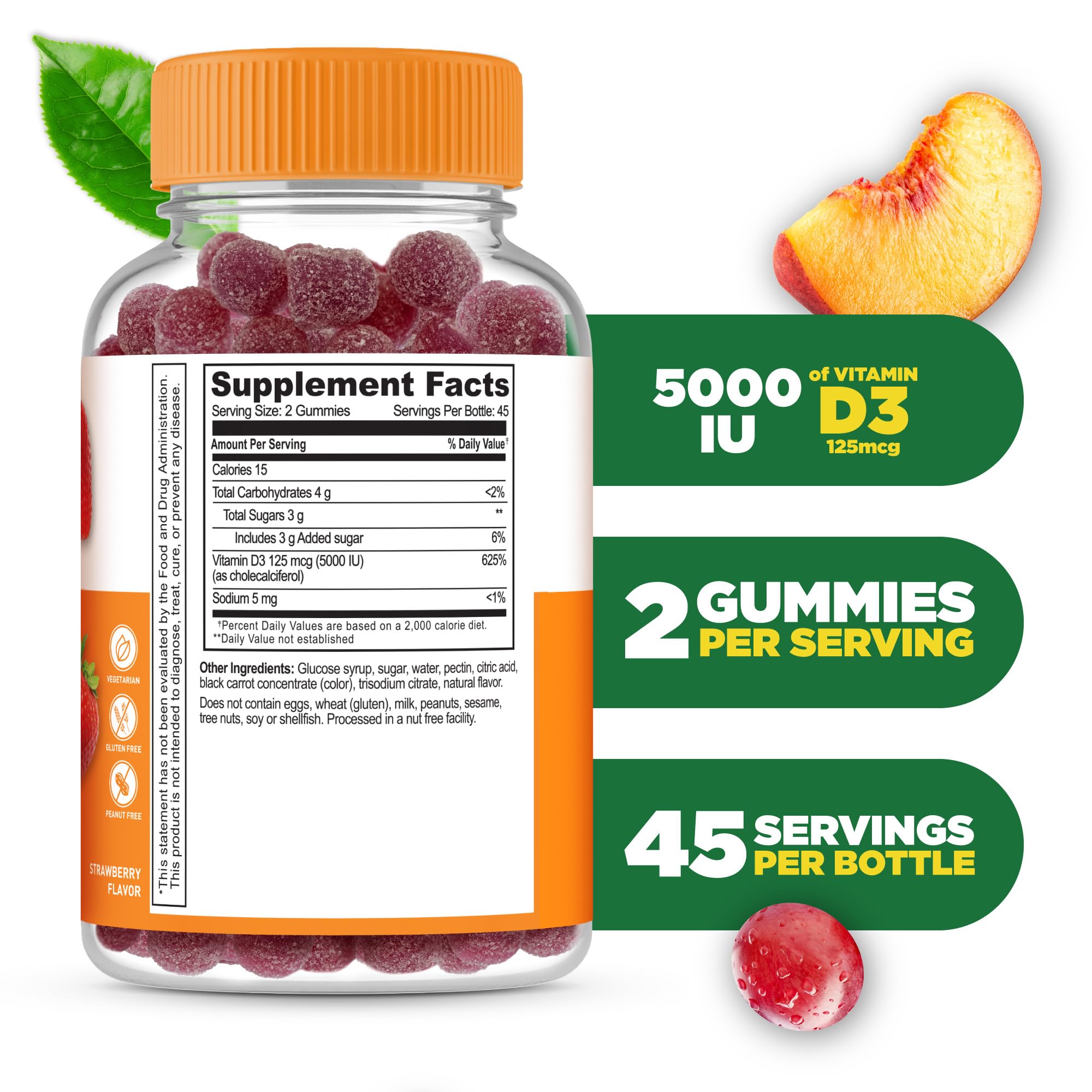Lifeable gomitas D3 para mejor absorción de calcio y huesos