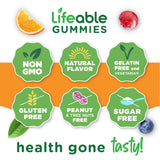 Lifeable gomitas sin azúcar con sabor a frambuesa y piel saludable
