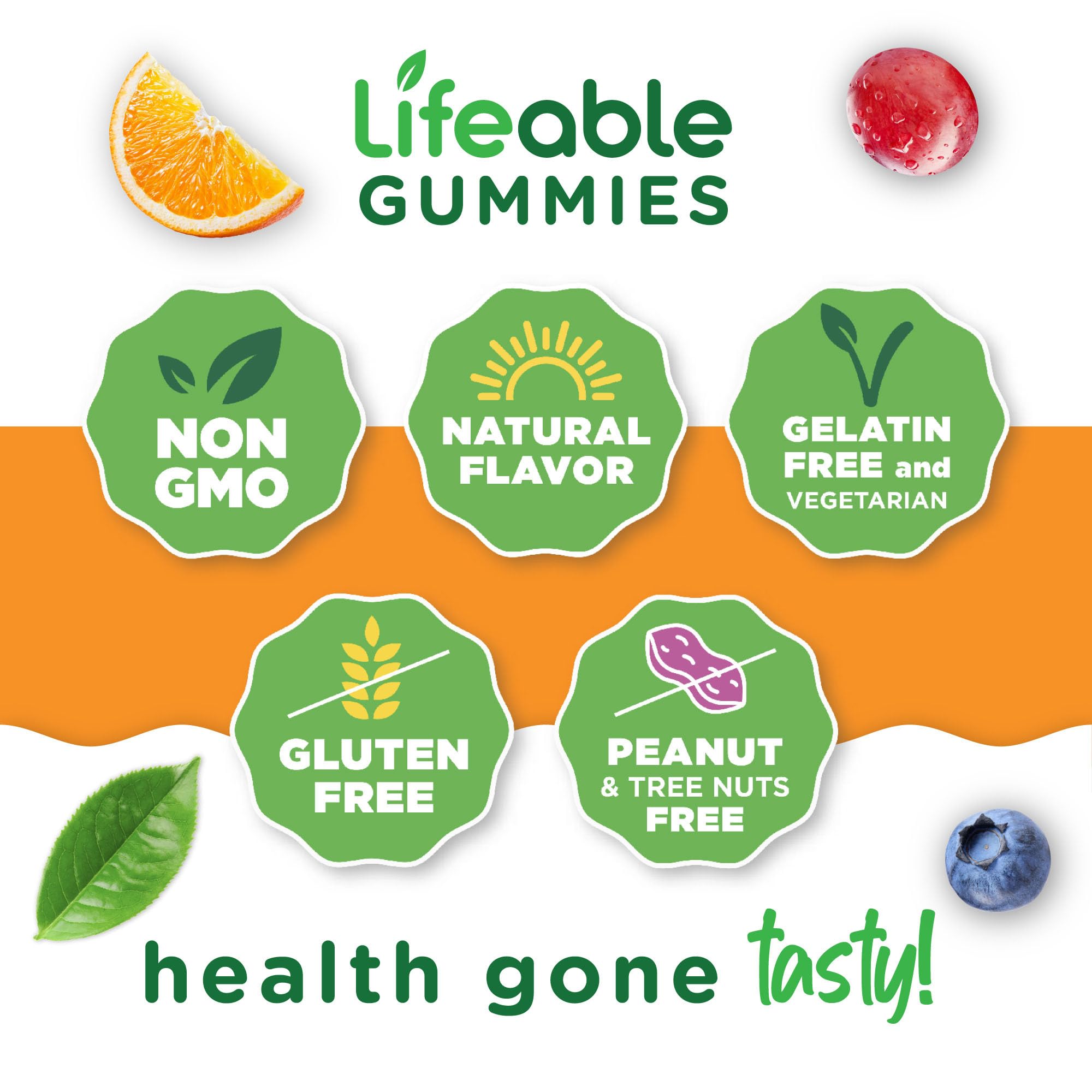 Lifeable gomitas veganas con pectina natural para fibra prebiótica