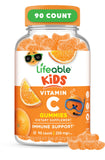 Lifeable gomitas vitamina C para niños, sabor naranja, apoyo al sistema inmune.