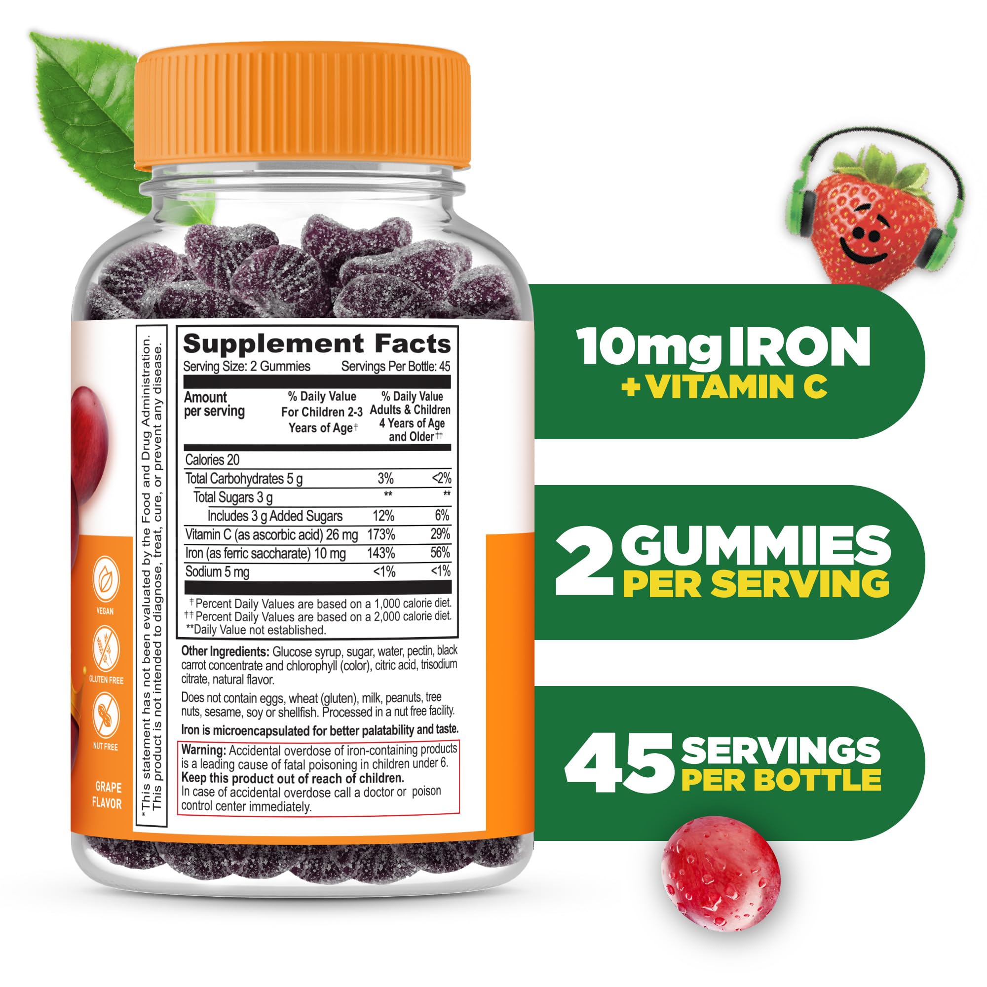 Gomitas Lifeable Hierro 10 mg para niños, dos por porción