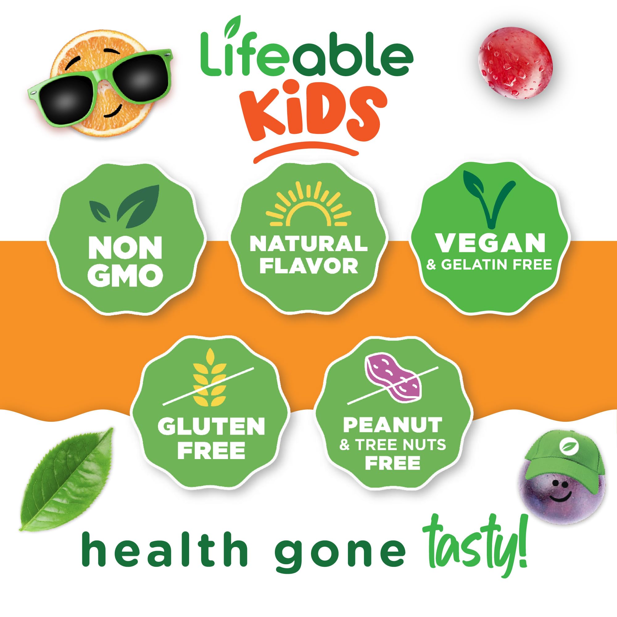 Lifeable Kids Immune Support Gummies, sabor frambuesa, perfecta merienda para niños activos