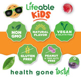 Lifeable Kids Immune Support Gummies, sabor frambuesa, perfecta merienda para niños activos