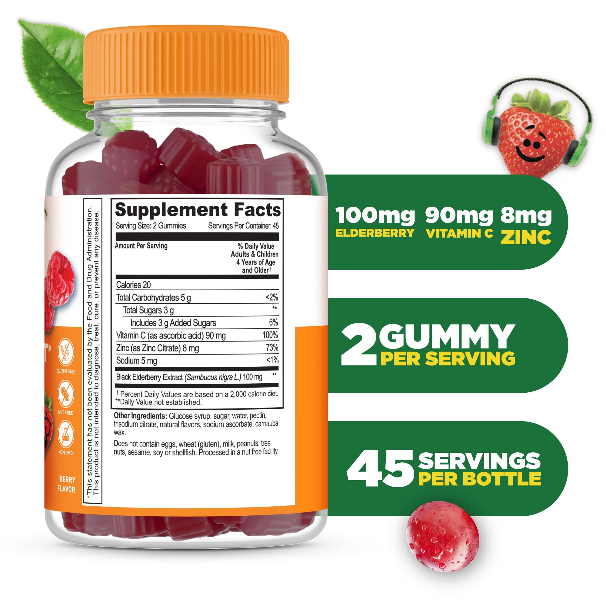 Lifeable Kids Immune Support Gummies, sabor frutal, fácil de masticar para la rutina diaria