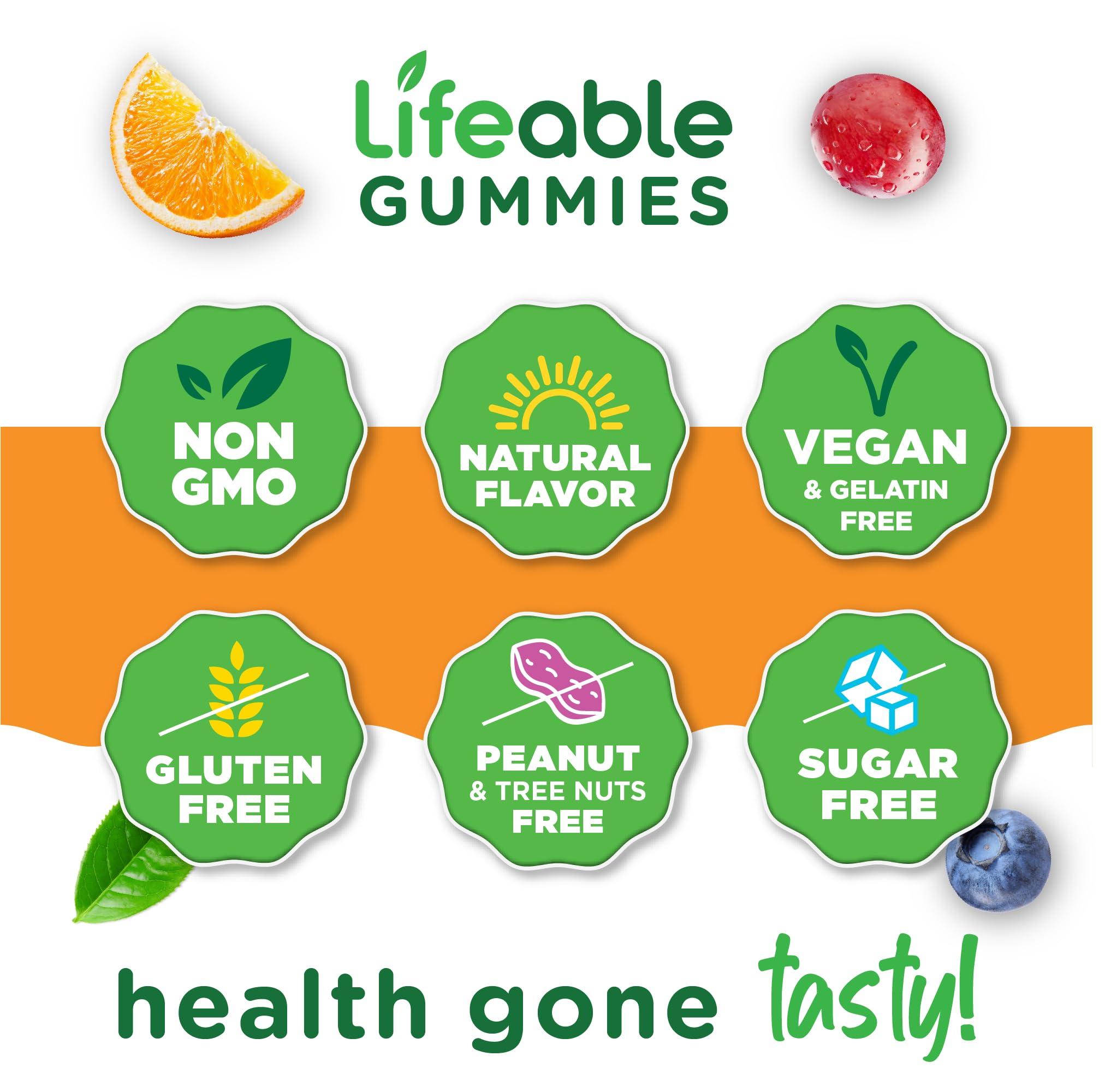 Gomitas Lifeable Magnesium Citrato, veganas y sin transgénicos.