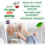 Biotina Lifeable 5000 mcg por porción, cabello y uñas.