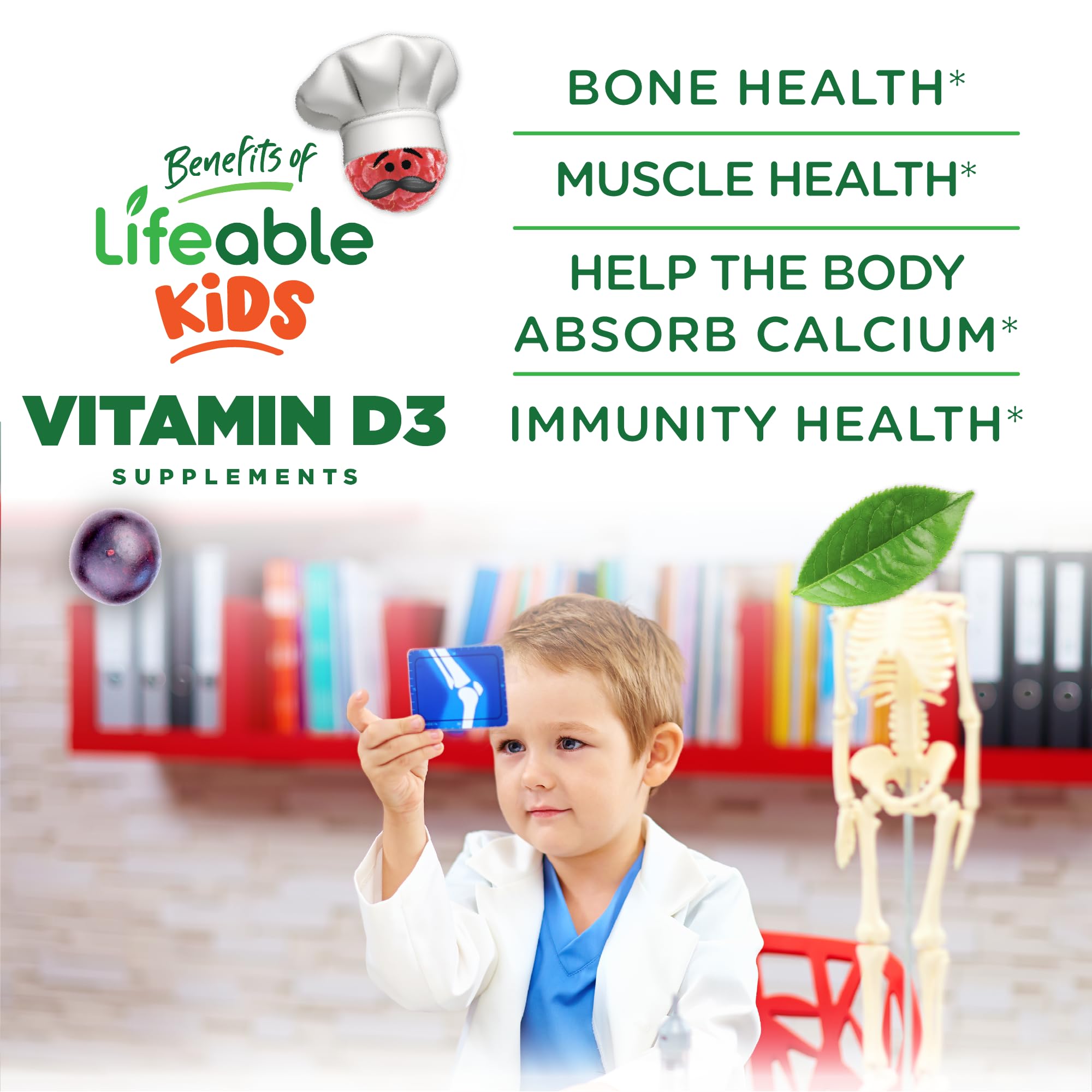 Gomitas Lifeable D3 para niños, textura suave y fácil de masticar