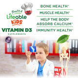 Gomitas Lifeable D3 para niños, textura suave y fácil de masticar