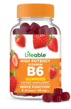 Lifeable gomitas de vitamina B6: botella visible, apoyo nervioso diario.