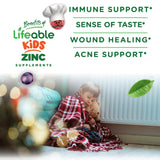 Lifeable Zinc Gummies etiqueta-nutricional clara, opciones vegetarianas