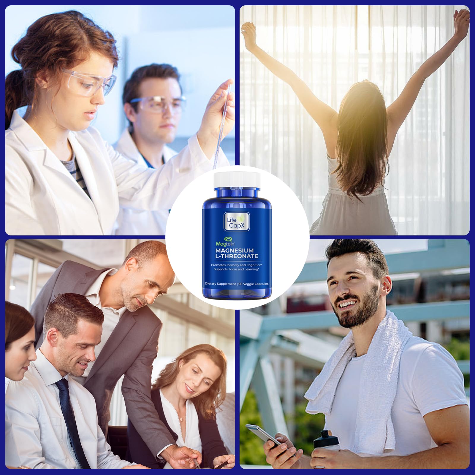 LIFE CAPX Magtein, ingredientes de alta pureza sin alérgenos comunes.