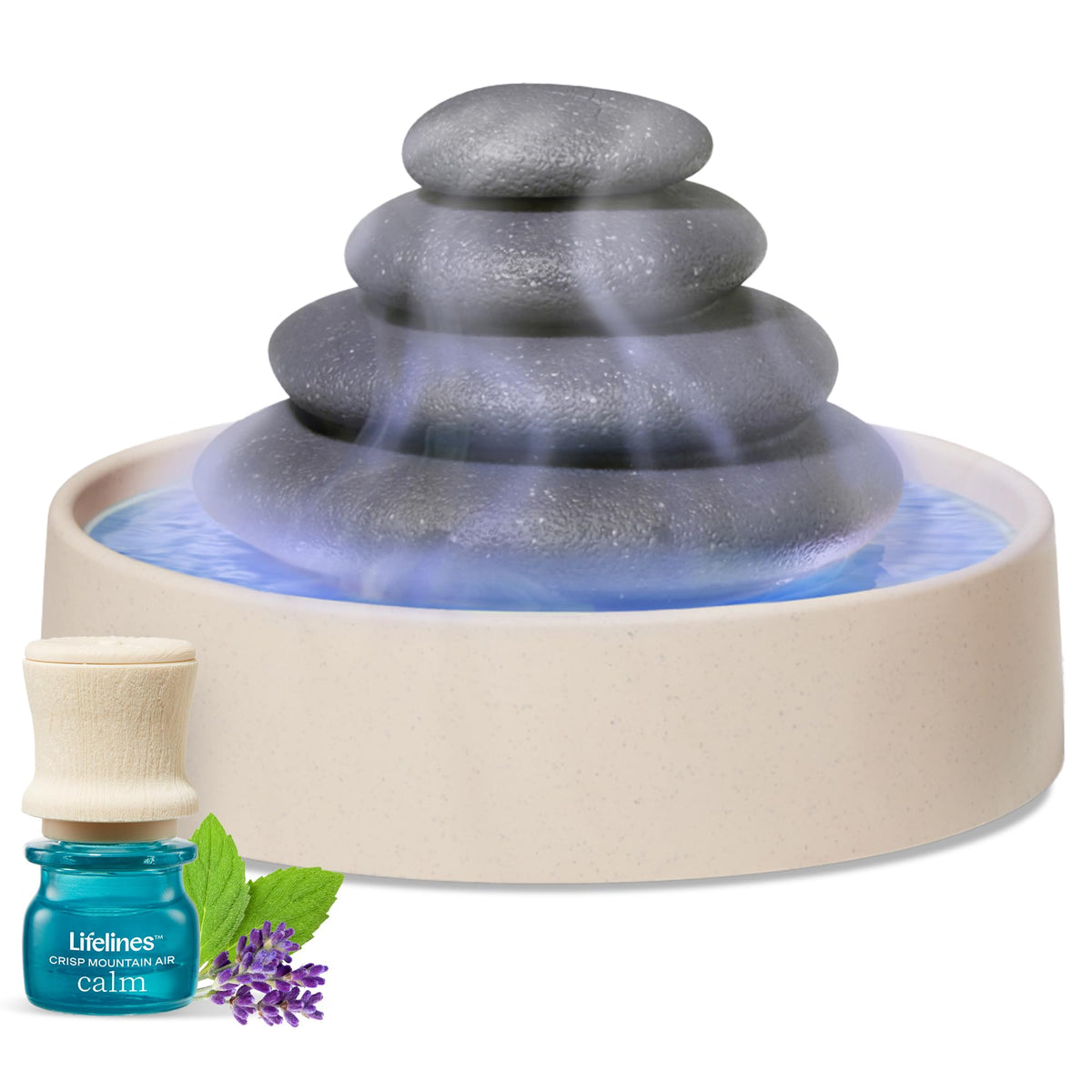Lifelines difusor de piedras apiladas en torre para oasis sensorial en casa