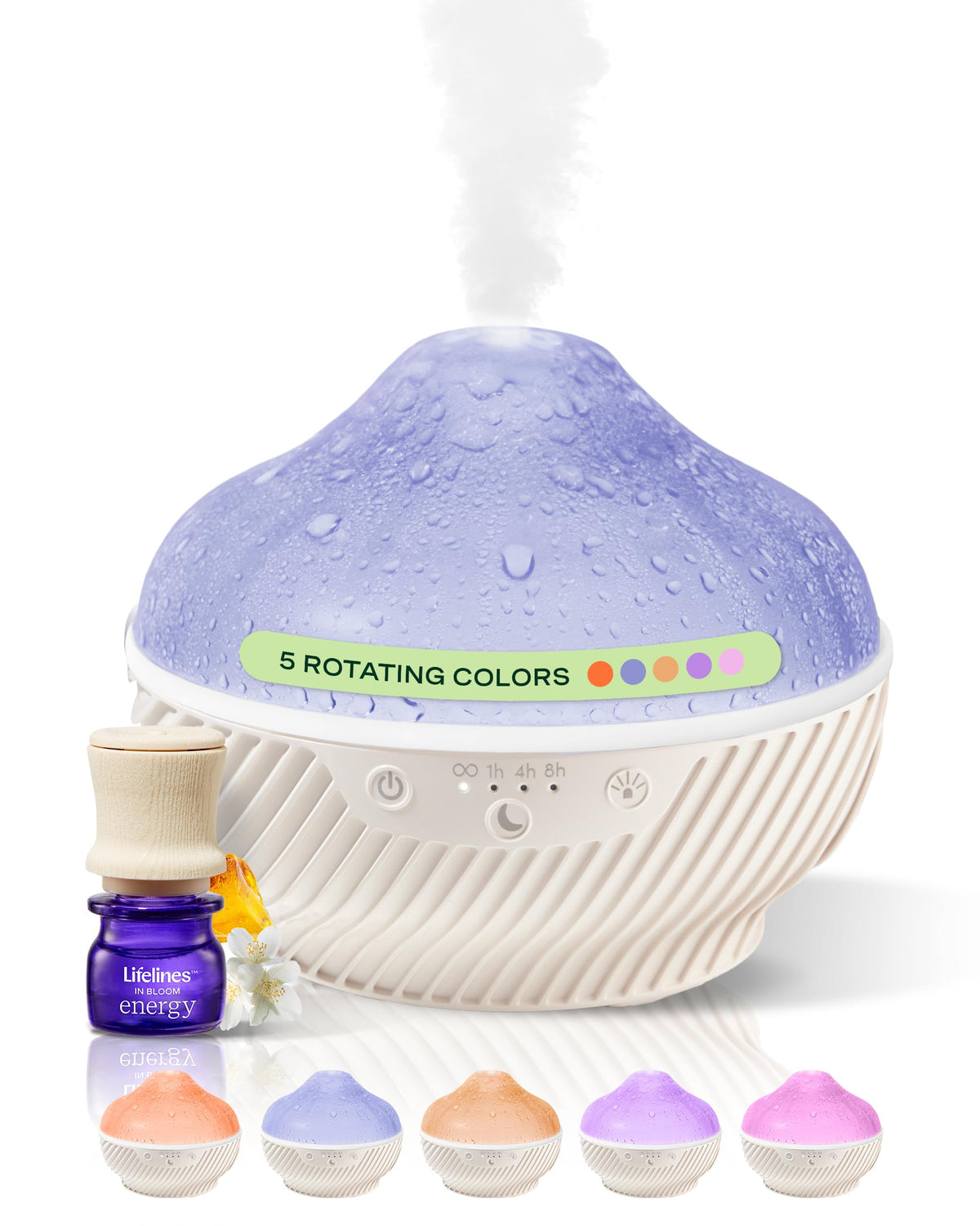 Lifelines: difusor ultrasonico muestra una nube suave para aromaterapia relajante