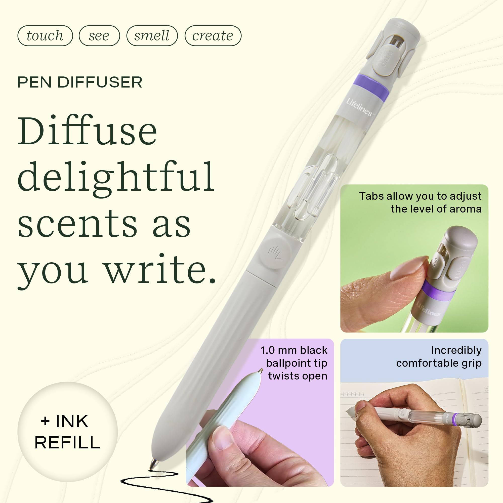 Lifelines Pen Diffuser ajuste de aroma para personalizar la experiencia.