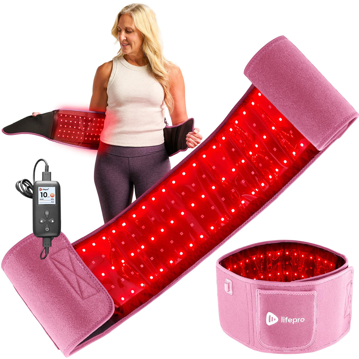 LifePro Allevared cinturon-luz-roja 660nm para sesiones cómodas en casa.