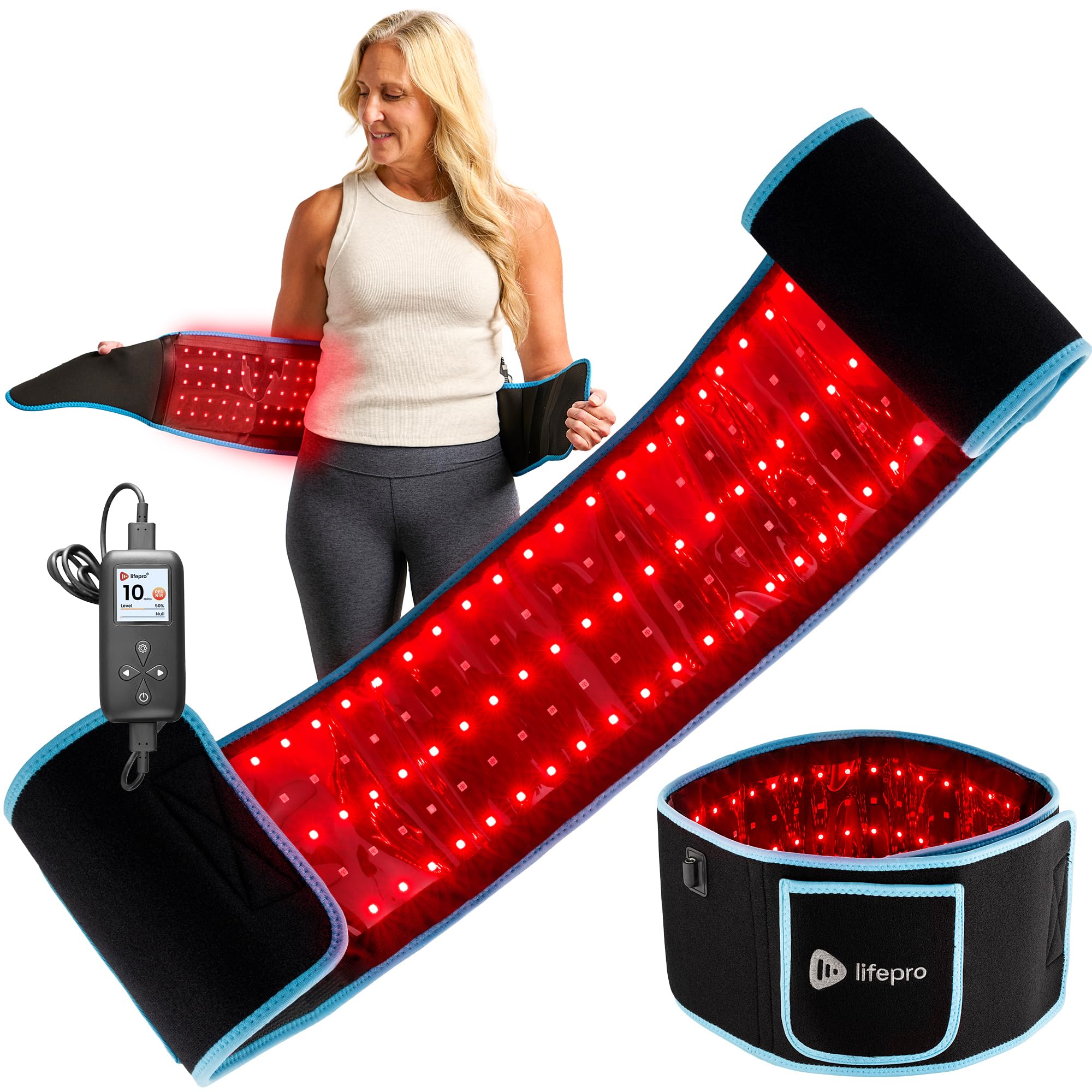 LifePro cinturón de luz roja frente para relajación suave y torso