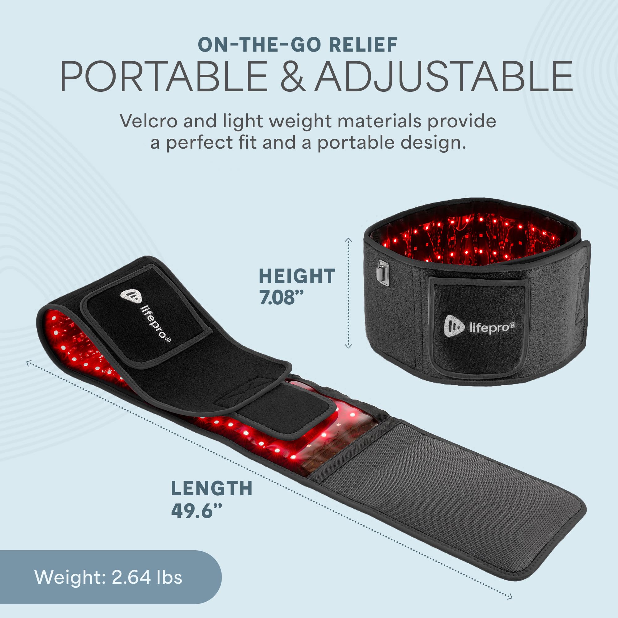 LifePro cinturon luz roja portátil cabe en bolso para uso en casa