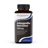 LifeSeasons Ashwagandha: cápsulas en botella para apoyo al estrés.