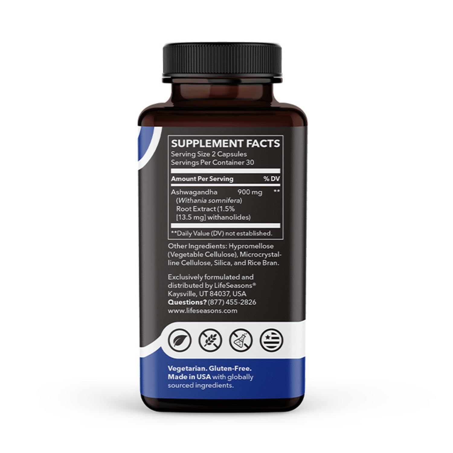 LifeSeasons Ashwagandha: envase compacto ideal para viajar.