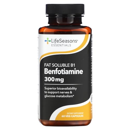 LifeSeasons Benfotiamina frasco de cápsulas, apoyo a nervios y metabolismo.