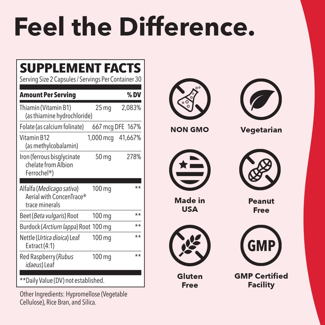 Cápsulas de vitamina B12 Blood Nourish-R para energía