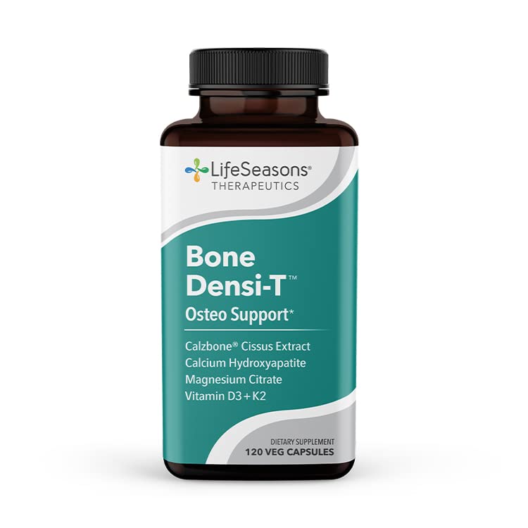 LifeSeasons Bone Densi-T: botella de cápsulas para soporte óseo diario.