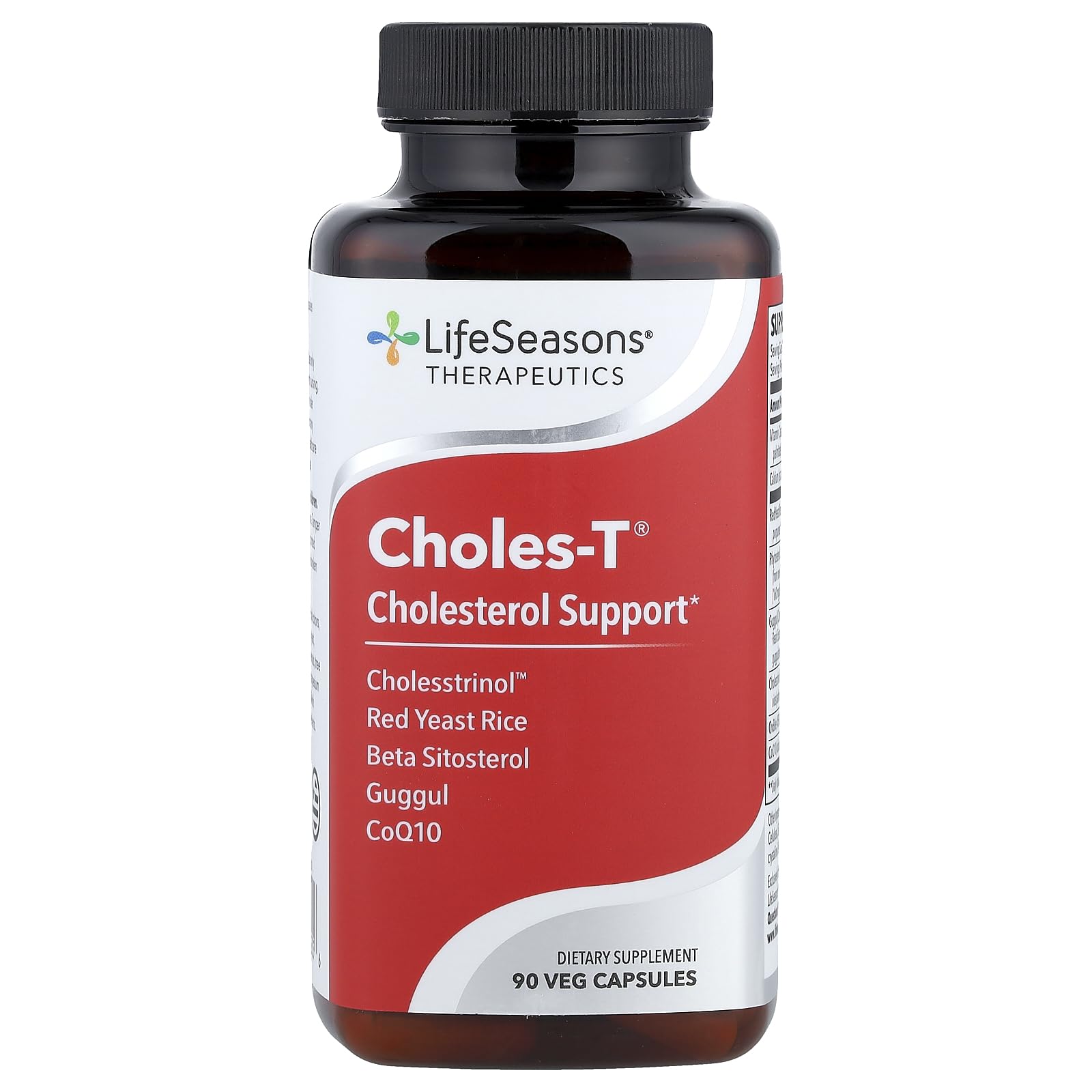 LifeSeasons Choles-T: botella del suplemento que apoya la función hepática y la salud cardiovascular.