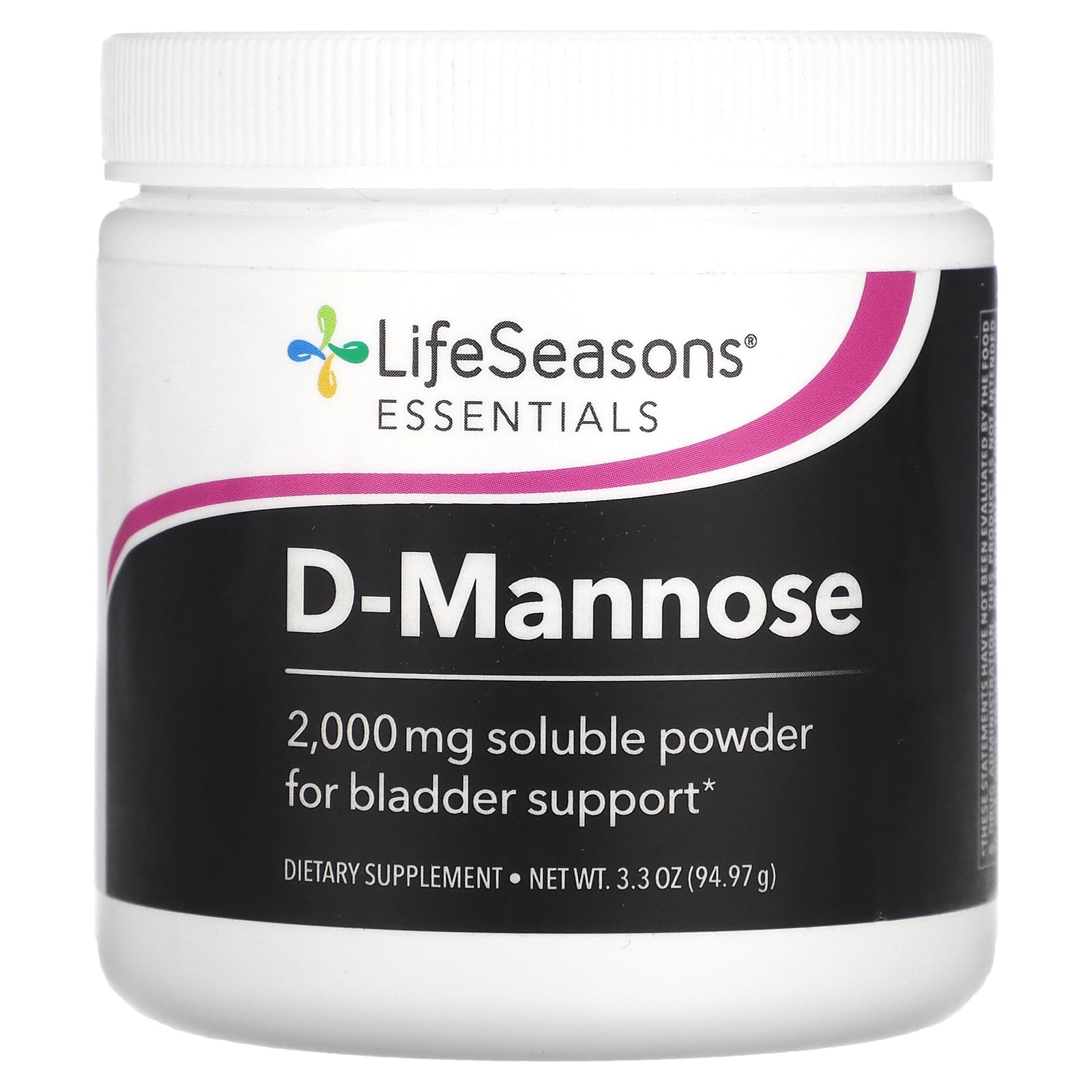 LifeSeasons D-manosa polvo en botella para apoyo urinario diario.
