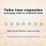 LifeSeasons Essentials Vitamina C capsulas, primer plano de cápsulas para antioxidantes y energia diaria.
