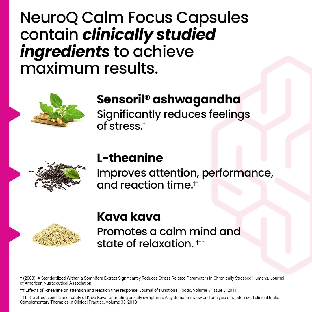 LifeSeasons NeuroQ Calm Focus: cápsulas en mano para enfoque durante el día