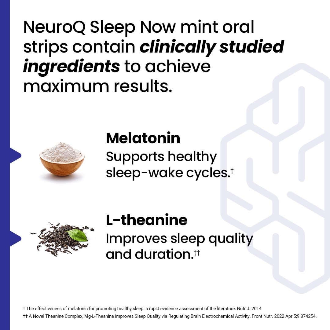 LifeSeasons NeuroQ Sleep Now: tira de menta desplegada para uso rápido.