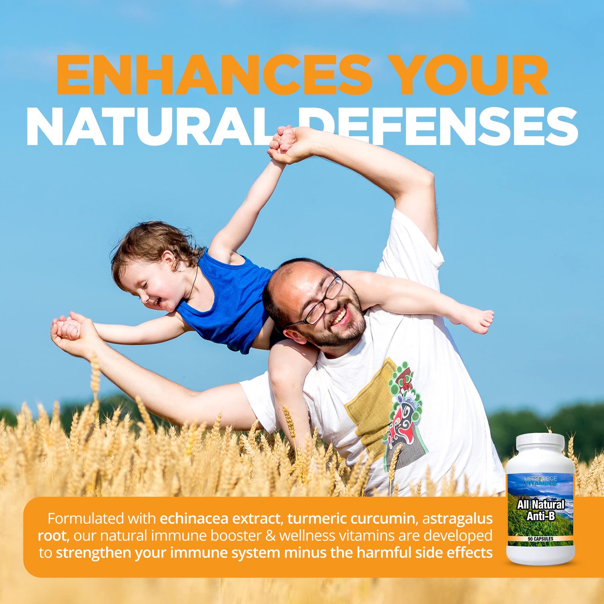 LifeSource Anti-B: etiqueta con ingredientes clave como equinacea.