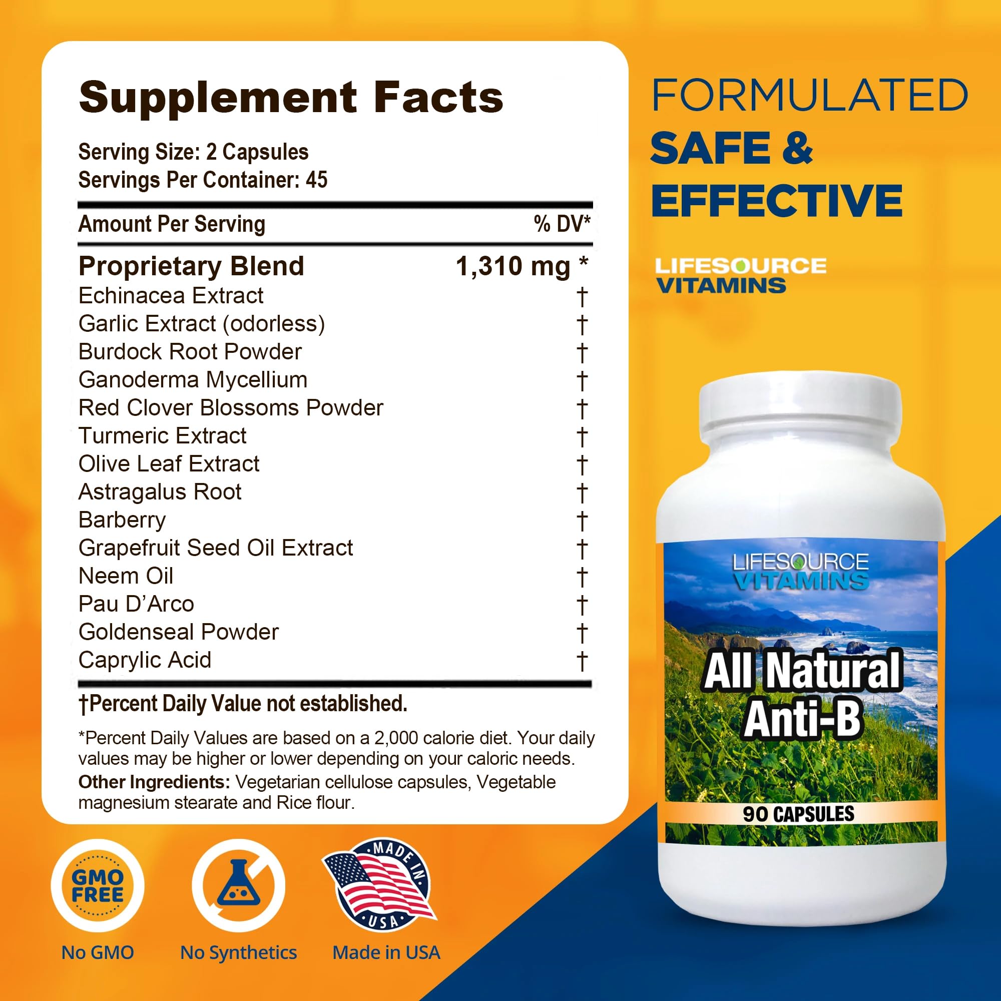 LifeSource Anti-B: mezcla de plantas para bienestar diario.