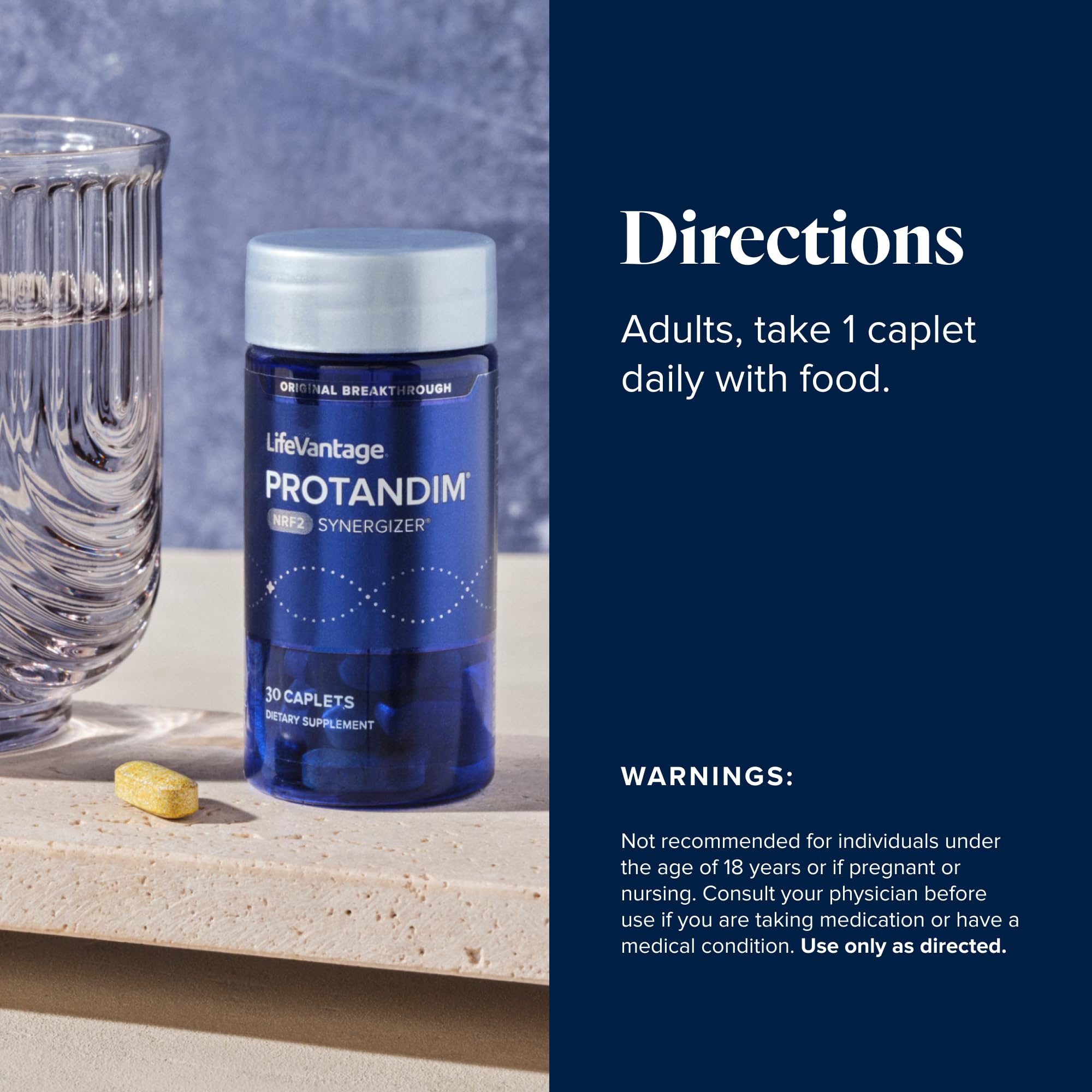LifeVantage Protandim NRF2 Synergizer, contexto de uso diario, apoyo al bienestar general.