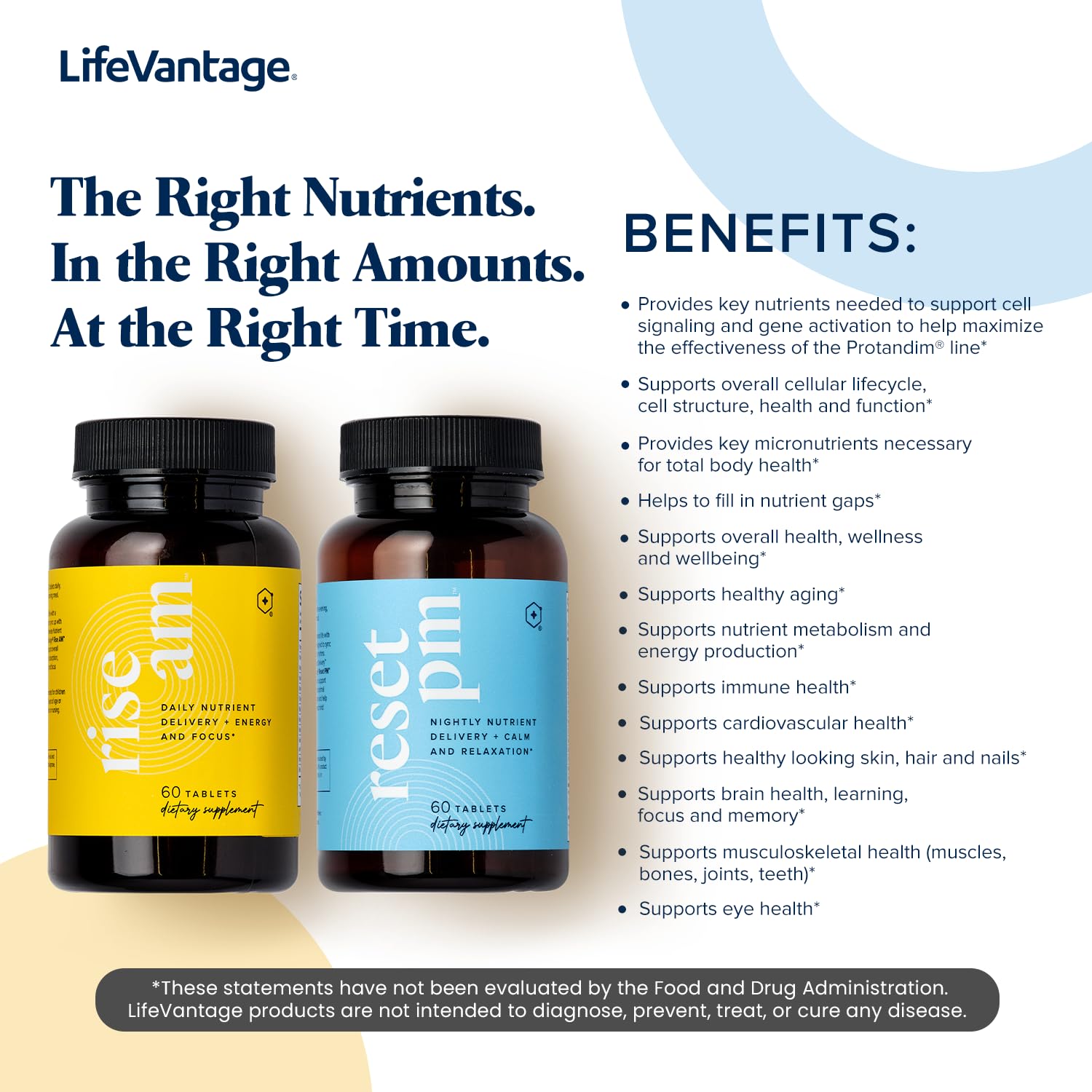 LifeVantage Reset PM envase práctico para la rutina vespertina