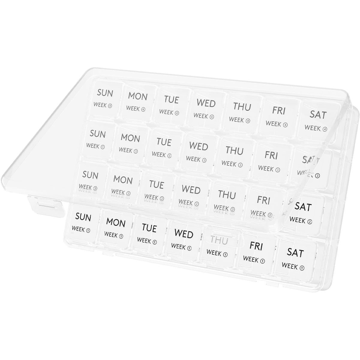 Lifewit Organizador de pastillas mensual: vista de 28 compartimentos para planificar el mes