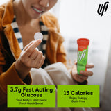 Lift Glucose tabletas naranja textura suave, sabor agradable durante el ejercicio