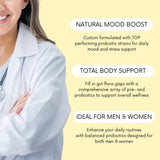Probióticos Lifted Naturals: caja de empaque y marca libre de OGM
