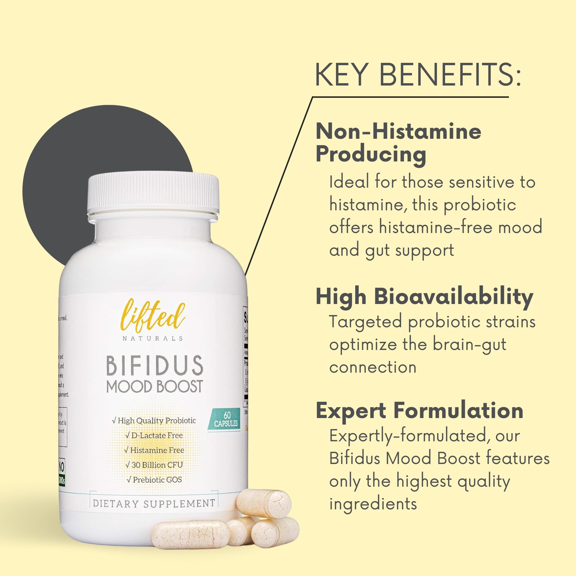 Probióticos Lifted Naturals: etiqueta detallada con información