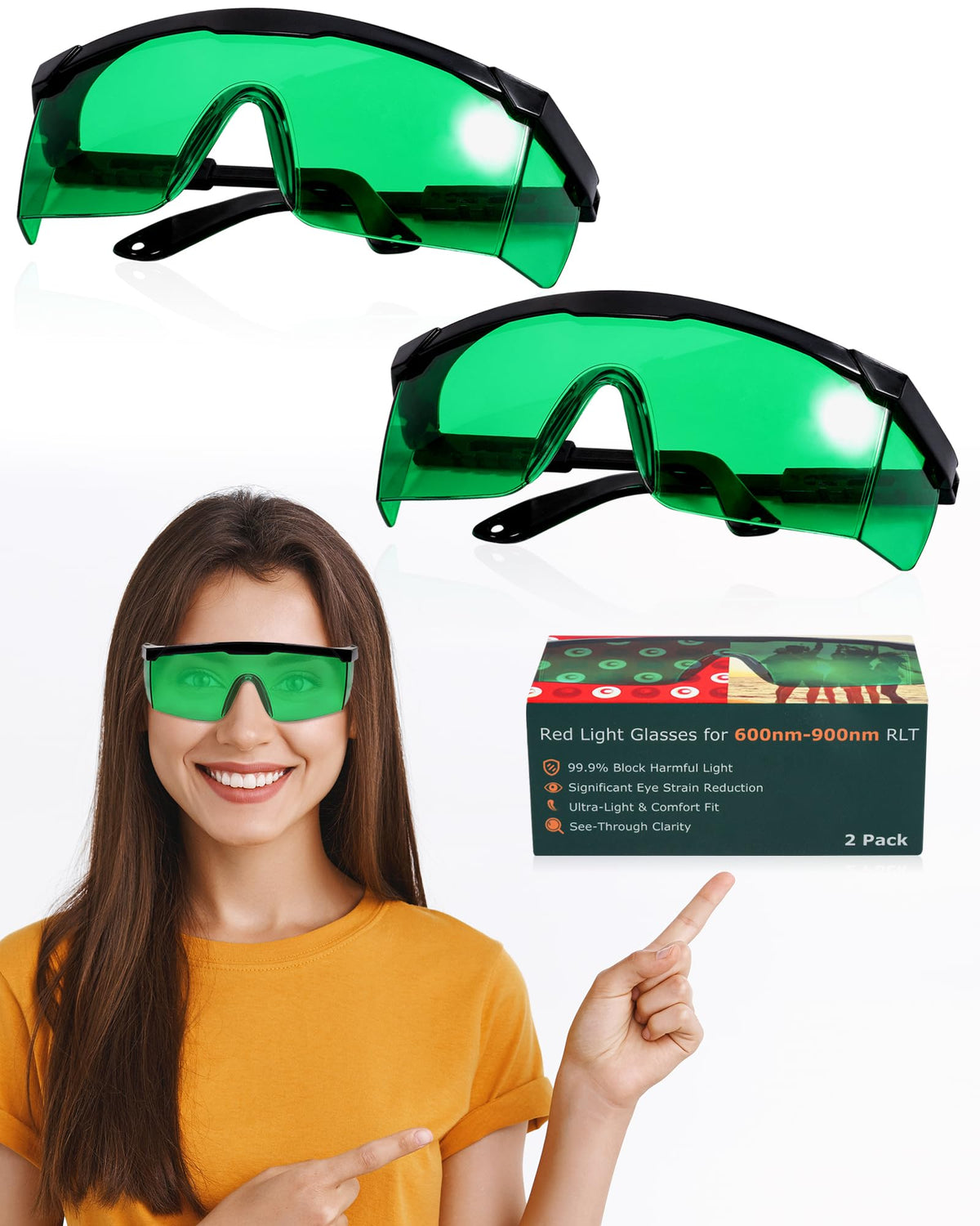Gafas LIGHTMEUP con visor completo protegen los ojos durante la terapia de luz roja