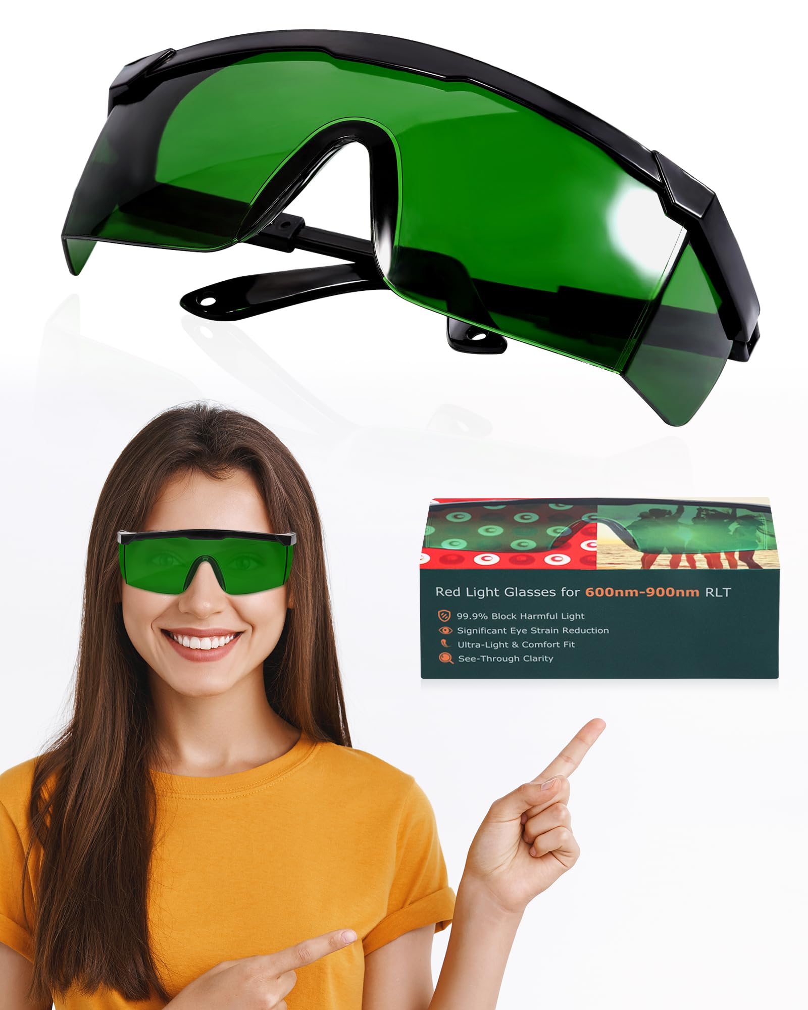 Lightmeup protege contra 200-2000 nm con lentes para sesiones de luz roja